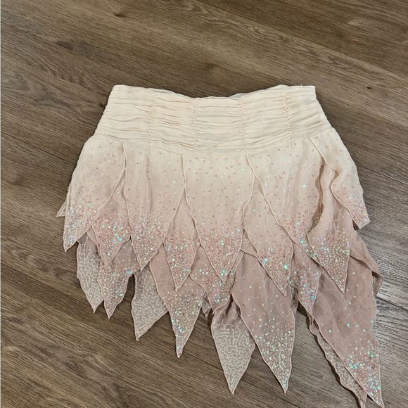 bebe Dresses & Skirts - bebe Cream Asymmetrical Layered Skirt